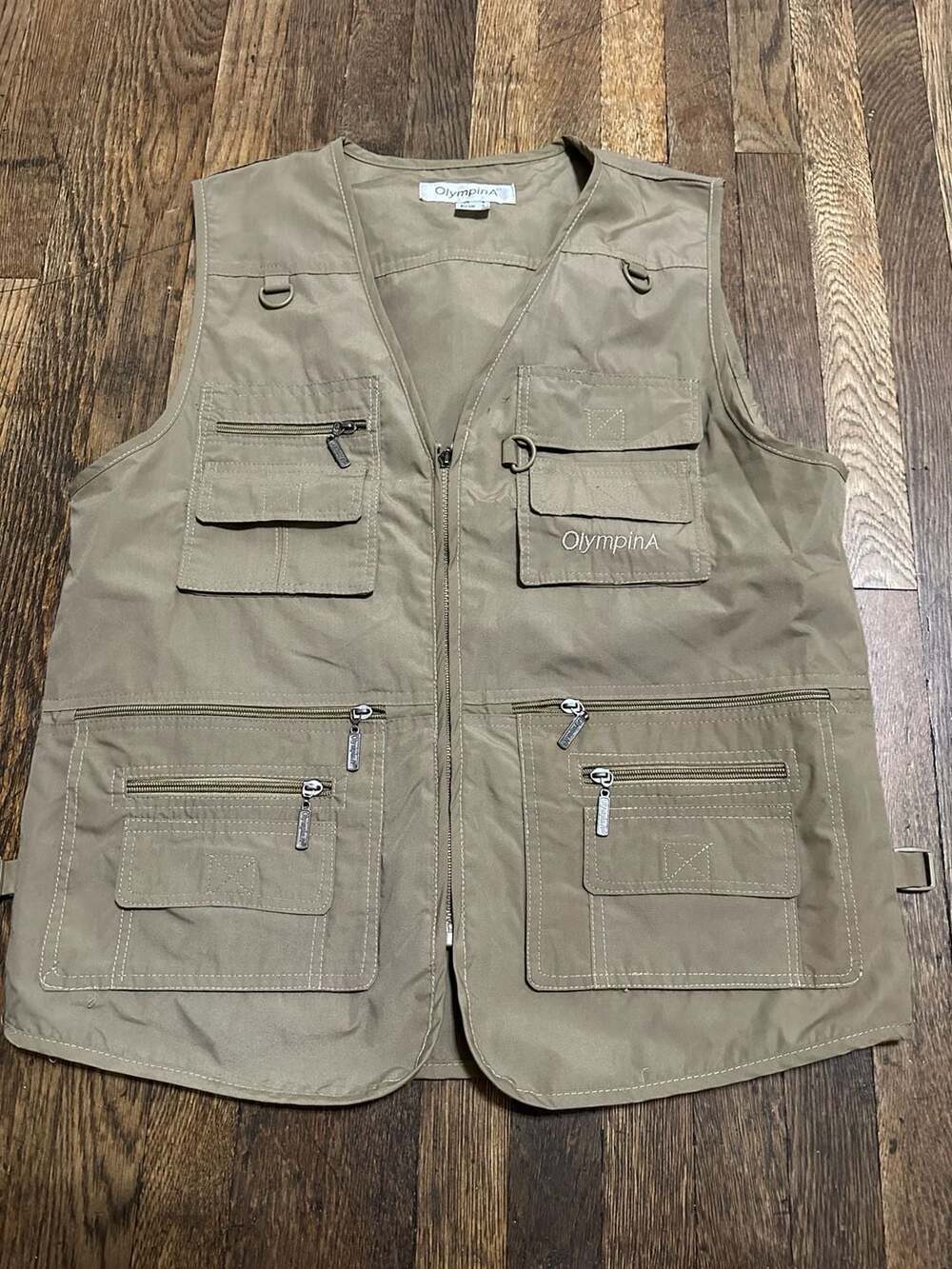 OlympinA Men's Multi-Pocket Outdoor Fishing and Photography Utility Vest Khaki S